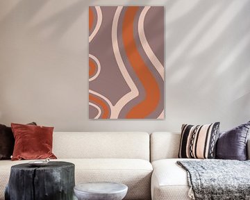 Retro Flowy Lines. Minimalist Abstract Art in Pink, Terra and Purple no. 6 by Dina Dankers