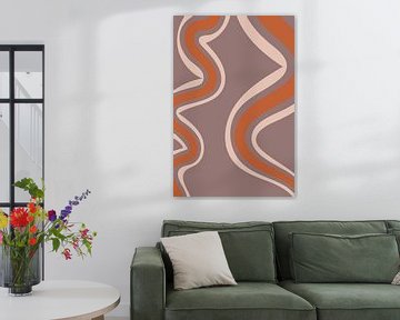 Retro Flowy Lines. Minimalist Abstract Art in Pink, Terra and Purple no. 10 by Dina Dankers