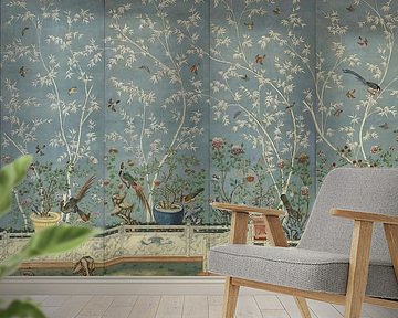 Wallpaper with Birds and Flowers, unknown