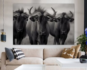 Monochroom Wildebeest van Uncoloredx12