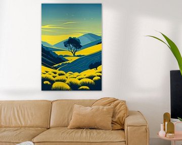 Paysage en contraste jaune et bleu sur drdigitaldesign