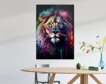 Colourful Lion - Painting by drdigitaldesign