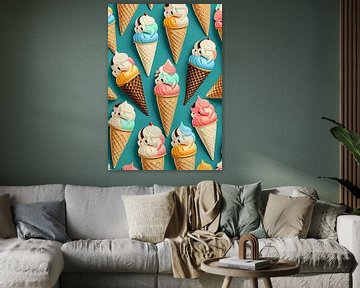 Colourful ice cream cones - Cartoon by drdigitaldesign