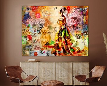 African queen in mixed media