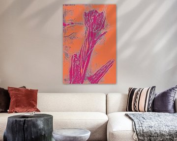 Moderne botanische Kunst. Boho Tulpe in hellen Farben Nr. 5 von Dina Dankers