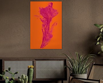 Moderne botanische kunst. Boho Tulp in felle kleuren nr. 8 van Dina Dankers