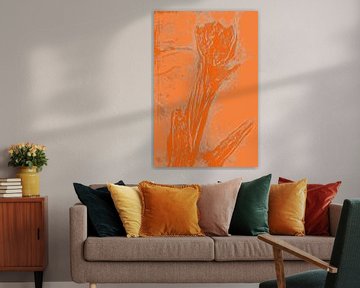 Moderne botanische kunst. Boho Tulp in felle kleuren nr. 9 van Dina Dankers