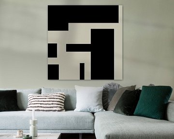 Black Minimalist Geometric Abstract Shapes on White no. 1 by Dina Dankers