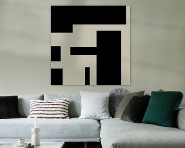 Zwarte Minimalistische Geometrische Abstracte Vormen op Wit nr. 1 van Dina Dankers