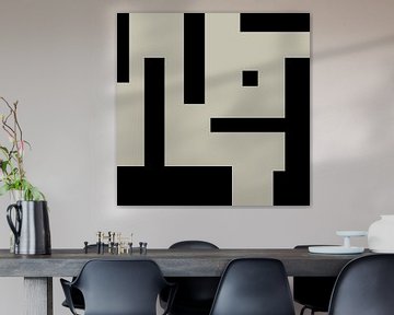 Zwarte minimalistische geometrische abstracte vormen op wit nr. 2