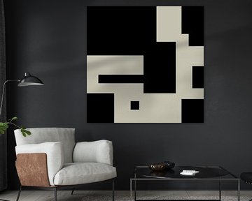 Zwarte Minimalistische Geometrische Abstracte Vormen op Wit nr. 3 van Dina Dankers