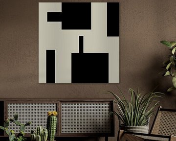 Black Minimalist Geometric Abstract Shapes on White no. 5 by Dina Dankers