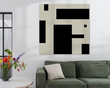 Zwarte Minimalistische Geometrische Abstracte Vormen op Wit nr. 10 van Dina Dankers