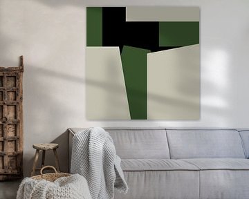 Geometrisch Groen Zwart Abstracte Vormen nr. 1 van Dina Dankers