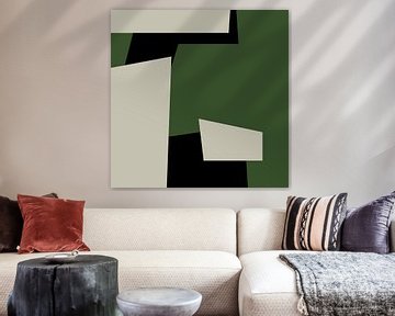 Geometric Green Black Abstract Shapes no. 2 by Dina Dankers