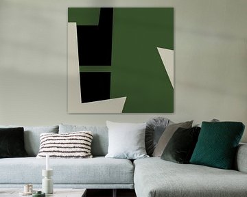 Geometrische Groene Zwarte Abstracte Vormen nr. 6 van Dina Dankers
