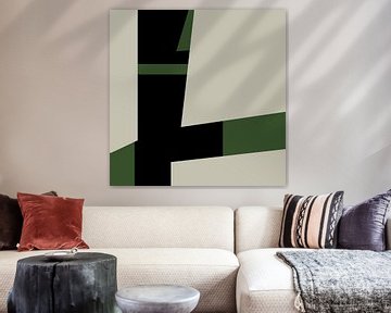 Géométrique Vert Noir Formes abstraites no. 8 sur Dina Dankers