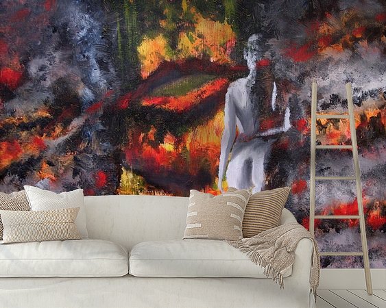 Voorbeeld van het werk in een kamer