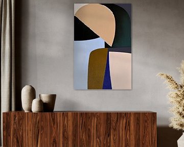 Modern abstract in bruin, groen en blauw tinten van Studio Allee
