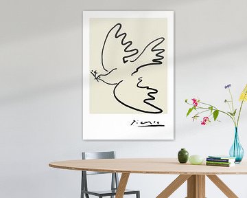 Picasso de duif, vredesduif van Picasso, minimalistische kunst van Picasso van Hella Maas