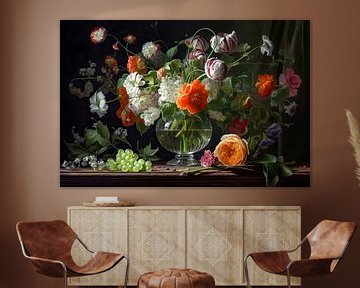 Hyperrealistische stilleven met bloemen. van AVC Photo Studio