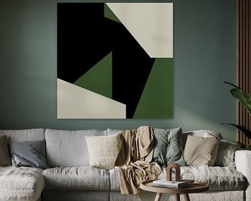 Groen Zwart Wit Abstracte Vormen nr. 1 van Dina Dankers