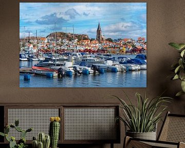 Blick auf die Stadt Fjällbacka in Schweden