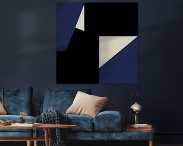 Blauw Zwart Wit Abstracte Vormen nr. 2 van Dina Dankers