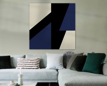 Blauw Zwart Wit Abstracte Vormen nr. 6 van Dina Dankers