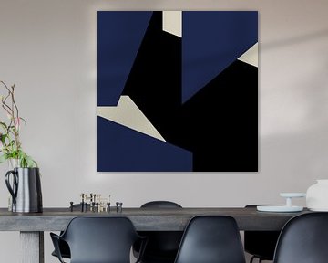 Bleu Noir Blanc Formes abstraites no. 8 sur Dina Dankers