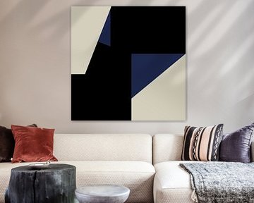 Abstracte Geometrische Vormen in Blauw, Zwart, Wit nr. 3