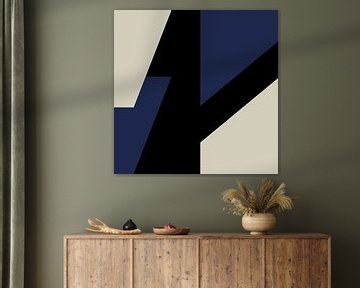 Abstract Geometric Shapes in Blue, Black, White no. 5 by Dina Dankers