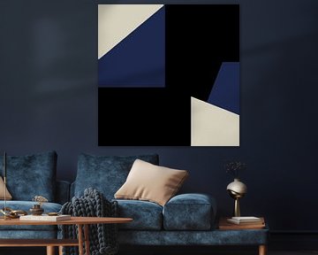 Abstracte Geometrische Vormen in Blauw, Zwart, Wit nr. 7 van Dina Dankers