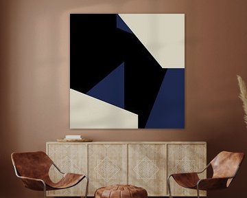 Abstrakte geometrische Formen in Blau, Schwarz, Weiß Nr. 9 von Dina Dankers