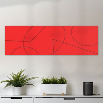 Rot mit braunen Figuren