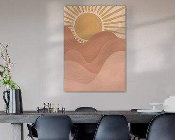 Moderne zonsondergang in aardetinten van Yvette Baur