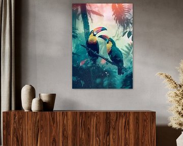 Toucans dans la forêt tropicale sur Jan Bechtum