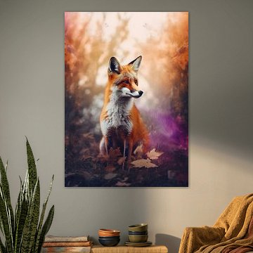 Fox in a misty forest by Jan Bechtum