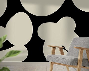 Boho Abstract Shapes. White on Black no. 4 by Dina Dankers