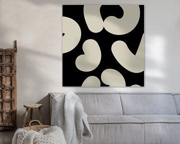 Boho Abstract Shapes. White on Black no. 5 by Dina Dankers