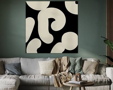 Boho Abstract Shapes. White on Black no. 7 by Dina Dankers