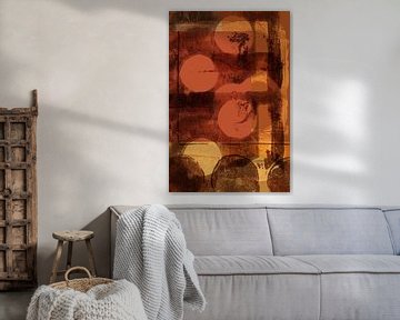 Rustic Abstract Geometric art in Warm Tones. Memories. by Dina Dankers