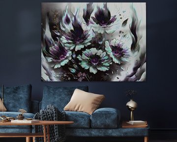 Abstract flowers in chalk and charcoal by Retrotimes