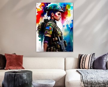 Abstract portret van een moderne soldaat van Retrotimes