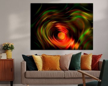 Abstractie in groen en rood van Arjen Roos