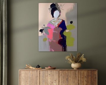 Abstract portret "Geisha" van Carla Van Iersel