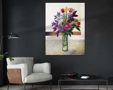 Surreale Blumen in Glasvase von Artclaud