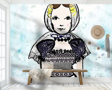 Zeeland-Mädchen in Zeeland-Tracht