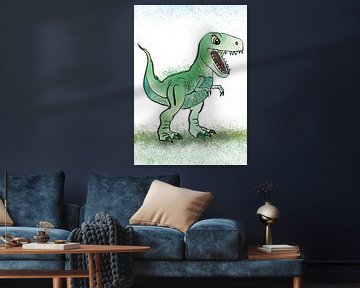 Tekening van een tyrannosaurus rex van Debbie van Eck