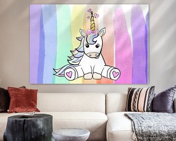 Drawing of a rainbow unicorn by Debbie van Eck
